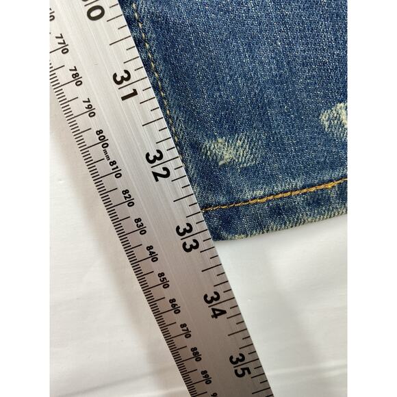 Vntg Levis Jeans Mens 34x33 Blue 527 Low Bootcut Distressed Denim Y2K Baggy - Picture 3 of 9
